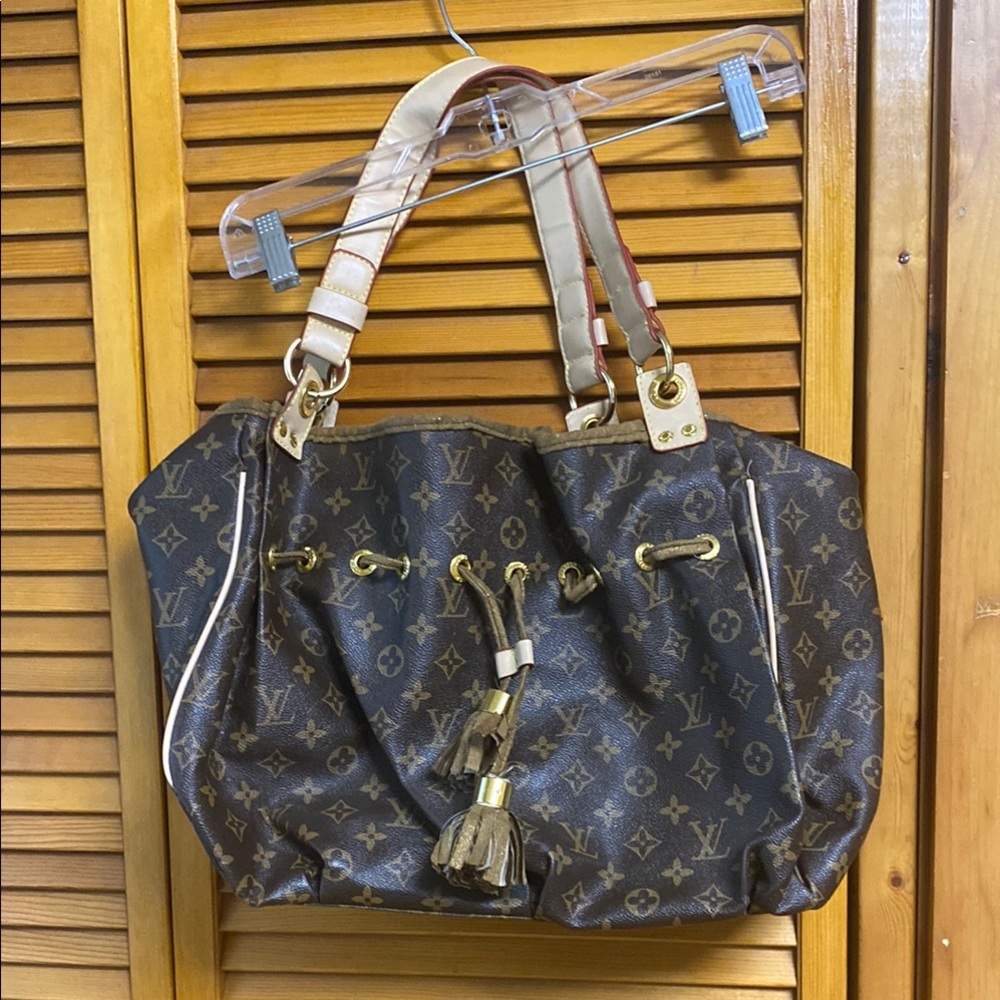 Louis Vuitton Brown Monogram Shoulder Bag with Gold Accents vintage style